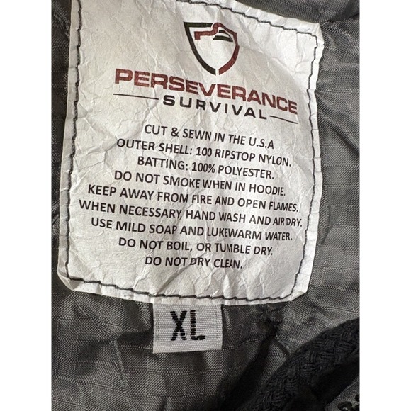 Perseverance Survival Mens Jacket Woobie Hoodie Gray XL Quilted Ripstop Heritage - Picture 3 of 9